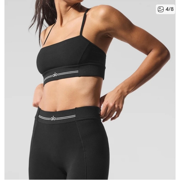 ALO Yoga Relay Alosoft Black/White High-Waist Leggings XS - Picture 4 of 14